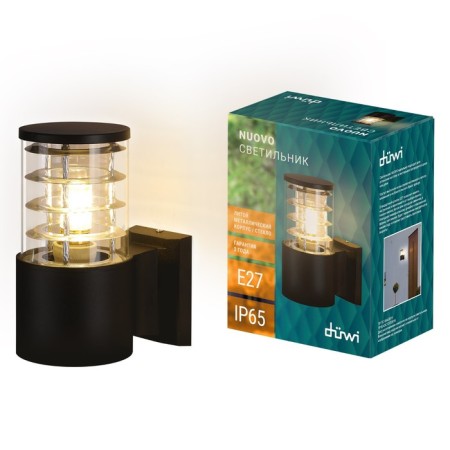 Wall lamp, invoice Duwi Techno, 170x108x220mm, E27, alumu/glass, IP65, black,