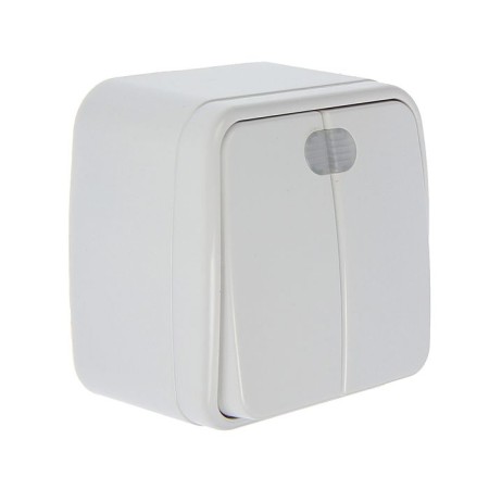 Switch Union "Electra", 10 a, 2 keys, external, backlight, white