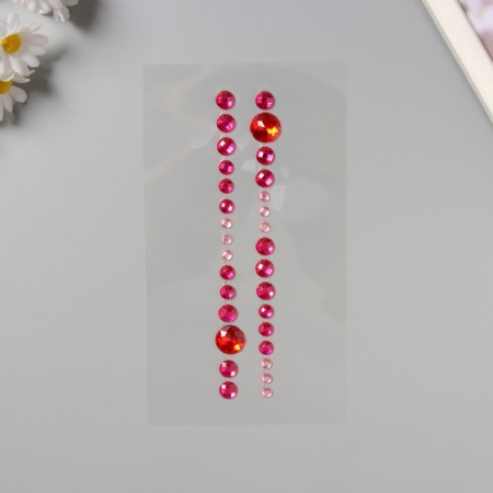 Stick plastic rhinestones for hair "circles" raspberry 25x13 cm-1