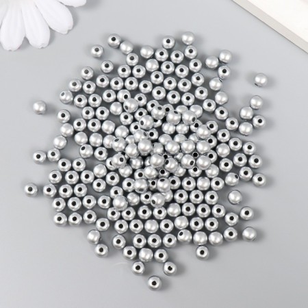 Set of beads "needlework" plastic, diameter 6 mm, 25 g, silver-1