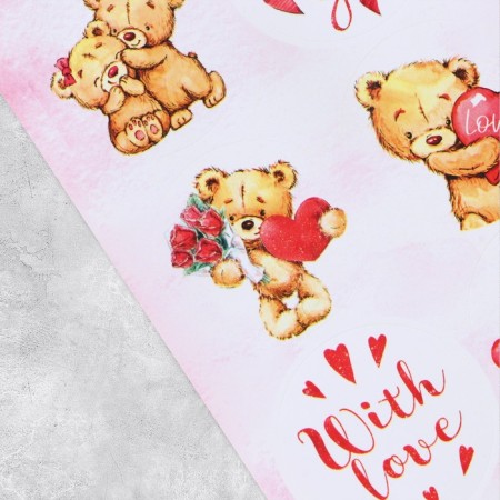 Stickers for gifts and flowers "with love", bears, 9 x 16 cm-1
