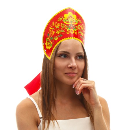 Kokoshnik "flowers on red", paper-1