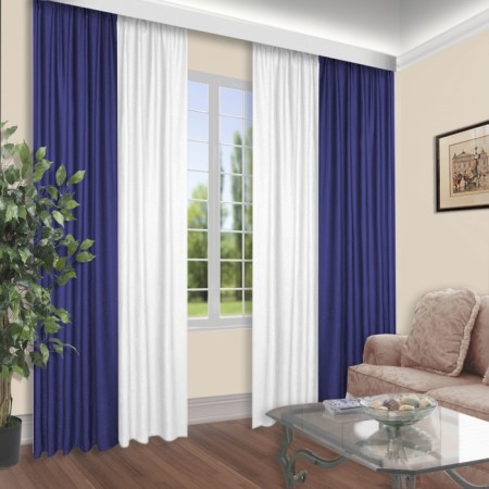 Set of curtains, size 160x250 cm, 2 pcs, the color is blue, white