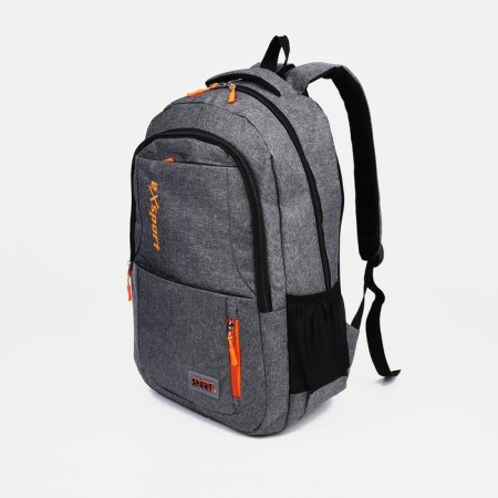 Male backpack on a zipper, 2 outer pockets, color gray color