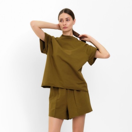 Female set (T-shirt, shorts) minku: casual collection color Khaki, rn 42
