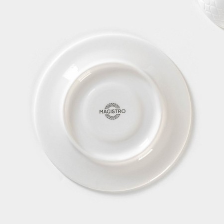 Tea steam porcelain Magistro Argos, 2 items: a 220 ml cup, a saucer d = 15 cm, white color-4