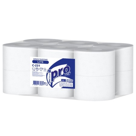 Protissue toilet paper C231, 1-layer with embossing, 200 m, without perforation-2