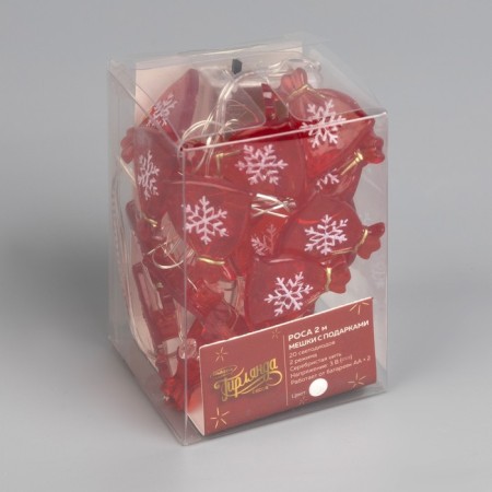 Garland “thread” 2 m Rosa with nozzles “bag with gifts”, IP20, silver thread, 20 LED, white glow, 2 modes, AAX2-3