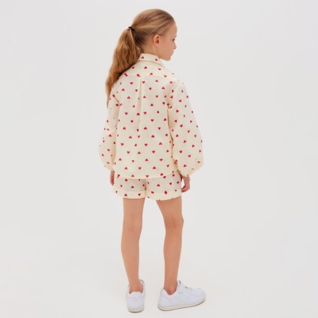 Блузка для девочки MINAKU: Cotton Collection цвет бежевый, рост 98-3