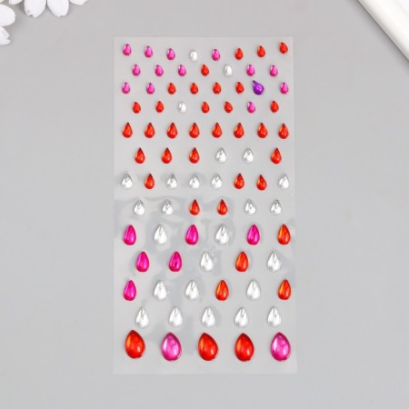 Stick plastic rhinestones "droplets of different sizes" mix 9x16.5 cm-3
