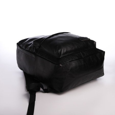 City backpack of artificial leather with lightning, 4 pockets, black color-3
