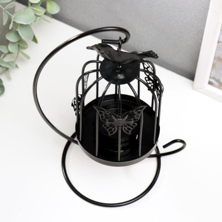 Climber Metal "Cage with a bird" Black, 23x10x10 cm-5