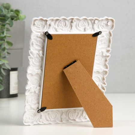 Photo frame plastic 10x15 cm "Push roses" white 16x21 cm-3