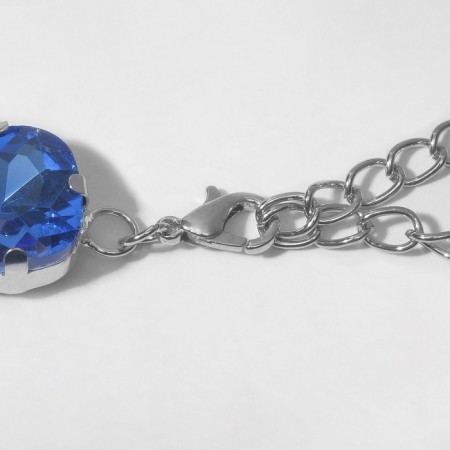 The necklace "Jewelry" squares, blue color in silver, 34 cm-2