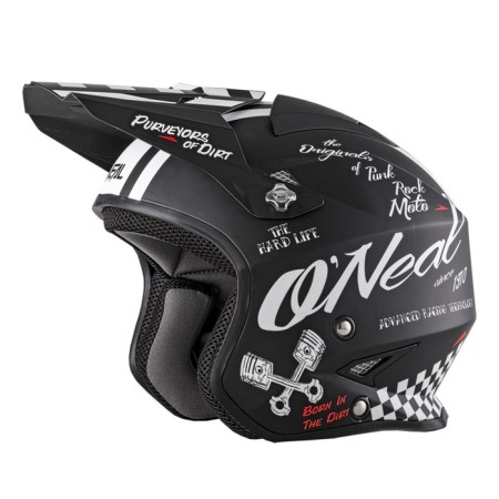The helmet is open o’neal Slat Torment, matte, size S, black, white