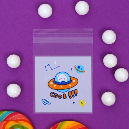 BOPP package with sticky tape, "Korean style", 7*7+3cm-3