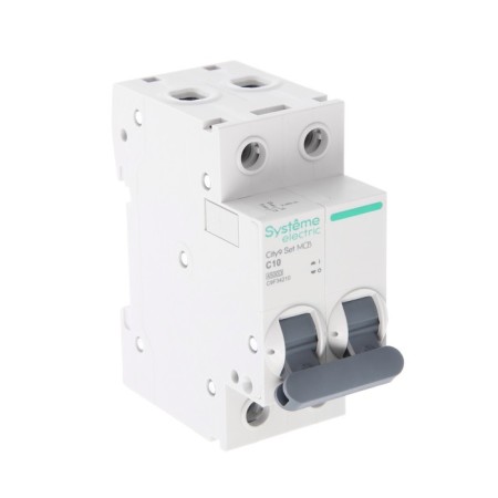 The circuit breaker SE CITY9 SET, C, 10 A, 2P, 4.5 KA, 230 V
