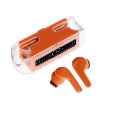 Wireless headphones KM12, TWS, inserts, BT 5.0, 30/200 mAh, transparent, orange