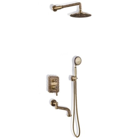 Bronze de Luxe 10137DF shower system, spout, tropical shower, hidden installation, brass