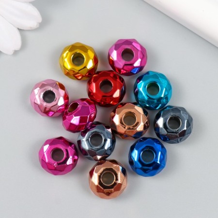 Busina for creativity plastic "Ball metallic glossy faces" mix 1.4x1.4x0.8 cm