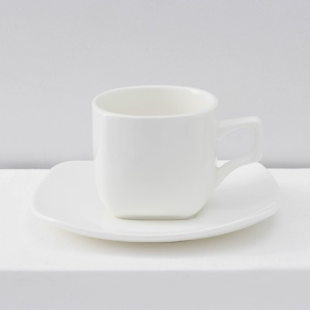 Service Porcelain TeaX ILONA, 12 items: 6 cups 200 ml, 6 saucers, white color-1