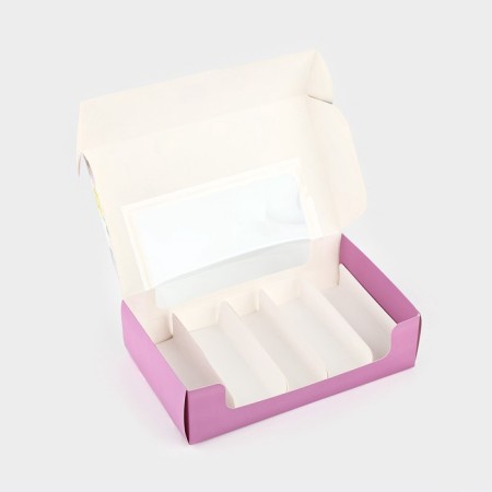 Box for eclairs with liners "Flowers", 25.2 x 15 x 7 cm-3