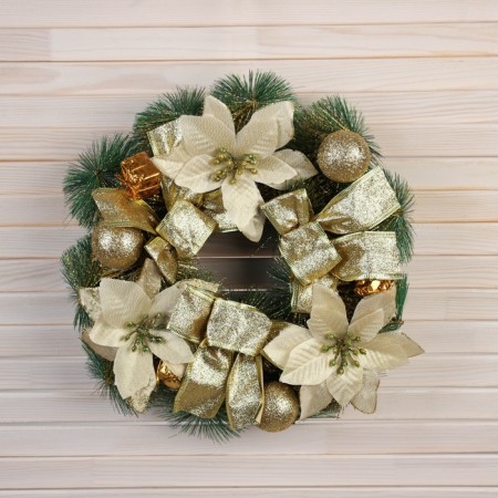 New Year's Wreath D-30 cm "Bloss Festival" flowers bows