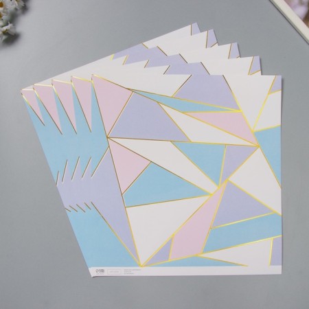 Scrapbooking paper gold "Triangles" density 180 grams set 5 pcs 30.5x32 cm-1