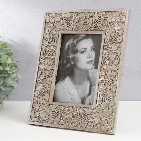 Photo frame Polystone 10x15 cm "Fairytale flowers. FISTING" Gold with silver 23x18.5 cm-1