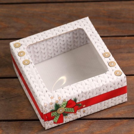 Gift box, cover is, "warm New Year", 14.5 x 14.5 x 6 cm-2