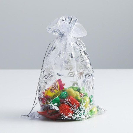 Bag gift organza “Happy New Year!”, 16 x 24 cm +/- 1.5 cm, New Year-2