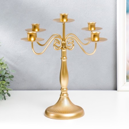 Summary Metal for 5 candles "Provence" gold 32x32x32 cm-1