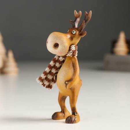 Souvenir Polystone "Losyash in a striped brown scarf" MIX 3x3x9.5 cm-4