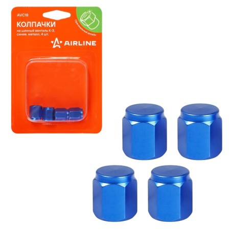 Caps on the tire valve K-3, blue, metal, 4 pcs. AVC18