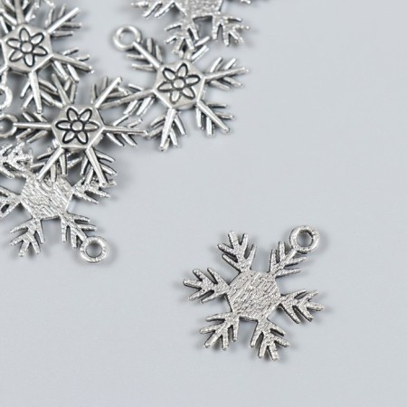 Decor for creativity Metal "Snowflake needle" set 15 pcs silver 2x2.5 cm-1