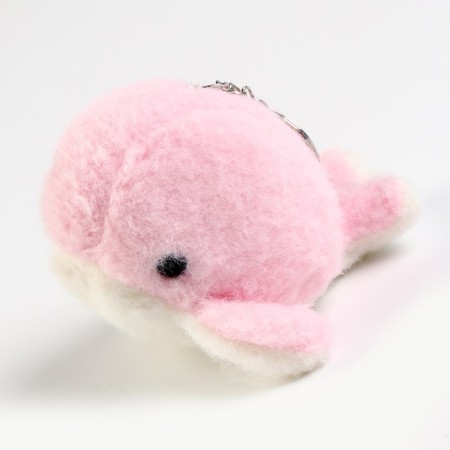 Soft toy "Kit" on a key fob, 11 cm, pink color