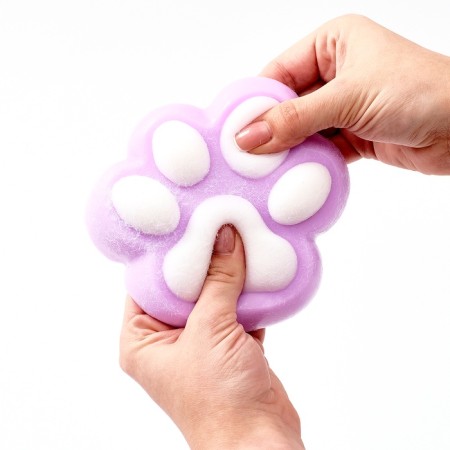 Squash anti -stress - a toy "Cat's foot", with a fluffy sprinkle, mix-3