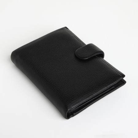 Male purse on the button, department for auto documents, black color-2