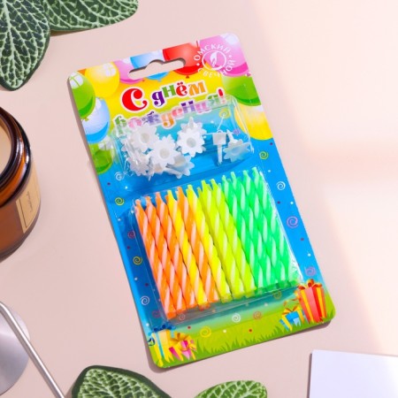 Candles for the cake "Color", 6 cm, classic, set 24 pcs-4