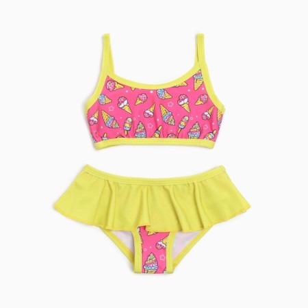 Separate swimsuit for a girl, pink/yellow color, height 110-116 cm