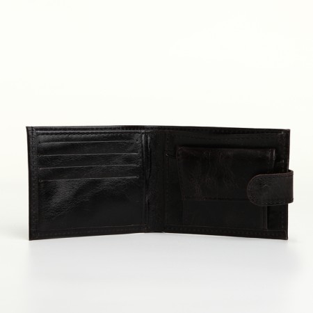 Male purse on the button, Textura, for cards, for coins, black color-5