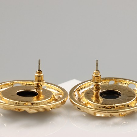 Earrings Assorted "Circle" sphere, black color in gold-2