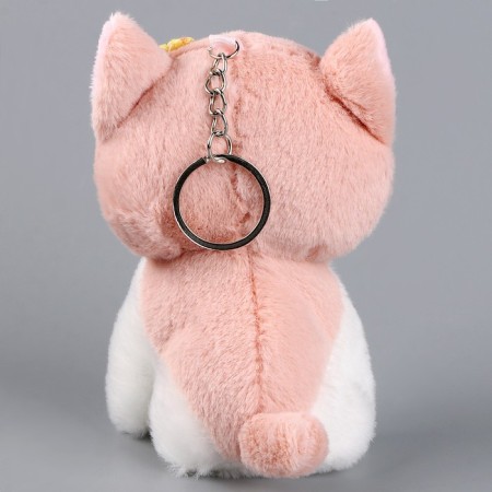 Soft toy "Cat with a flower" on a key fob, 11 cm, color mix-2