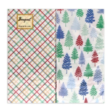 New Year's napkins paper Bouquet Original de Luxe “Cage + Christmas trees”, 2 layers, 33x33 cm, 20 pcs.-1