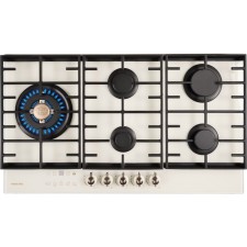 Варочная поверхность HIBERG VM 9155 Y, газовая, 5 конфорок, сенсорный таймер, бежевая
