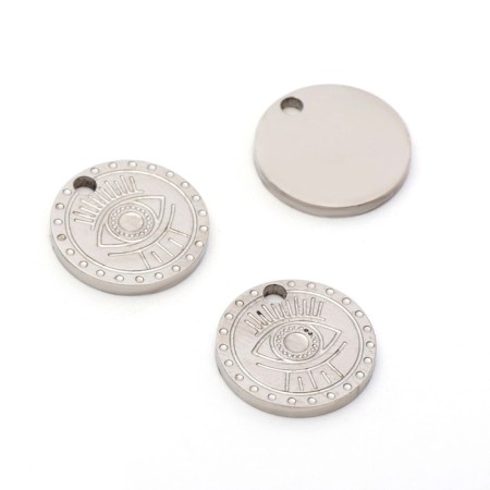 Suspension "Coin" eye, set 3 pcs., Silver color