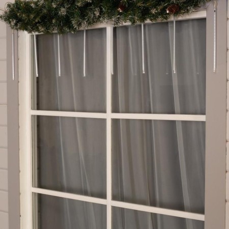 Garland “icicles” 2.5 × 0.3 m, IP65, transparent thread, 192 LED, red glow with a drain effect, 12 V-1