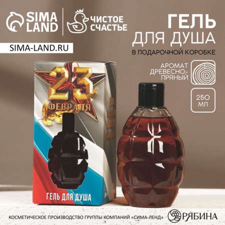 Shower gel “February 23”, 250 ml, citrus aroma, Hard Line
