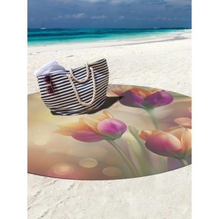 Pareo and beach rug "Morning with tulips", d = 150 cm-2