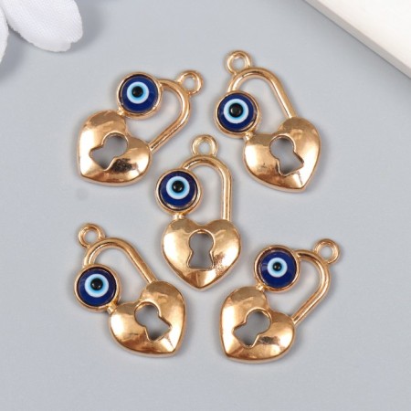 Decor for creativity Metal "Heart and Heart - From the evil eye" gold 1.3x2.3 cm-2